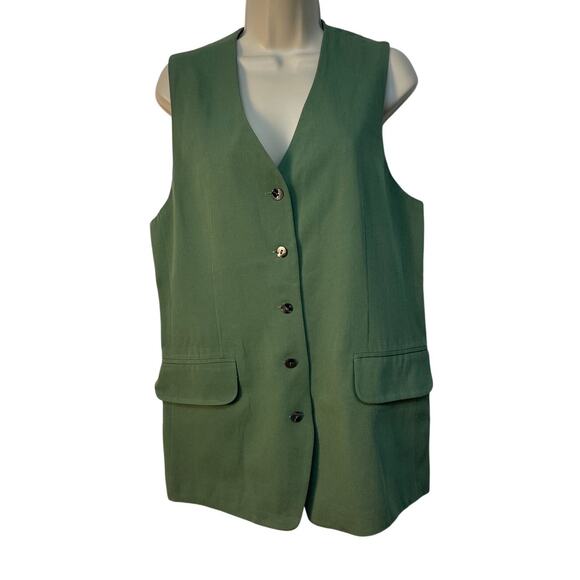 Forenza Olive Green Wool Blend Vintage Feel Button Up Vest Size Medium Pre-owned - Picture 1 of 10